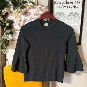 H&M Elegant Deep Green Ruffle Sleeve Top